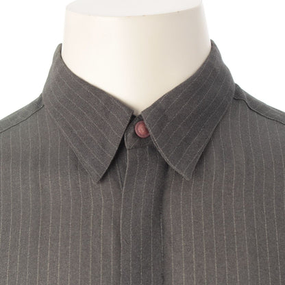 Versace Gianni Acetate Sheer Striped Fade Logo Button Long Sleeve Shirt Top