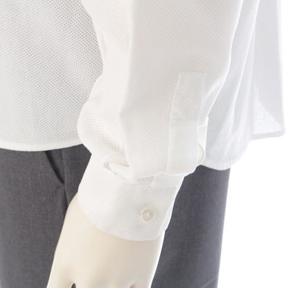 Versace Gianni Cotton Mesh Shell Button Long Sleeve Shirt Top White