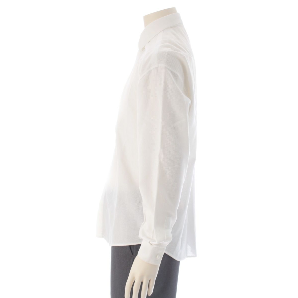 Versace Gianni Cotton Mesh Shell Button Long Sleeve Shirt Top White