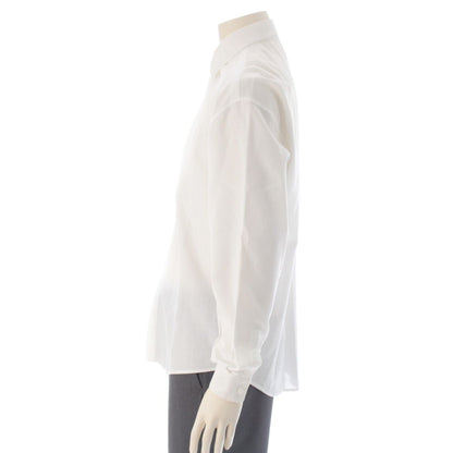 Versace Gianni Cotton Mesh Shell Button Long Sleeve Shirt Top White
