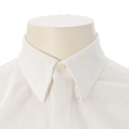 Versace Gianni Cotton Mesh Shell Button Long Sleeve Shirt Top White