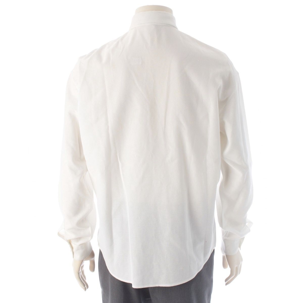Versace Gianni Cotton Mesh Shell Button Long Sleeve Shirt Top White