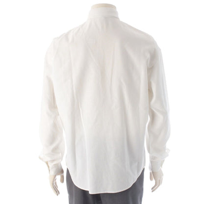 Versace Gianni Cotton Mesh Shell Button Long Sleeve Shirt Top White