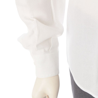 Versace Gianni Cotton Mesh Shell Button Long Sleeve Shirt Top White