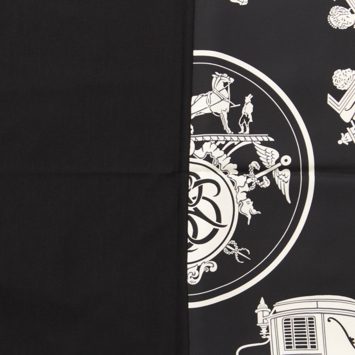 Hermes Carre Hybrid 90 Silk Wool Ex Libris Scarf Black White
