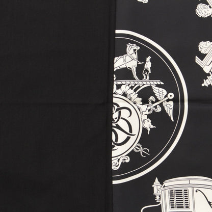 Hermes Carre Hybrid 90 Silk Wool Ex Libris Scarf Black White
