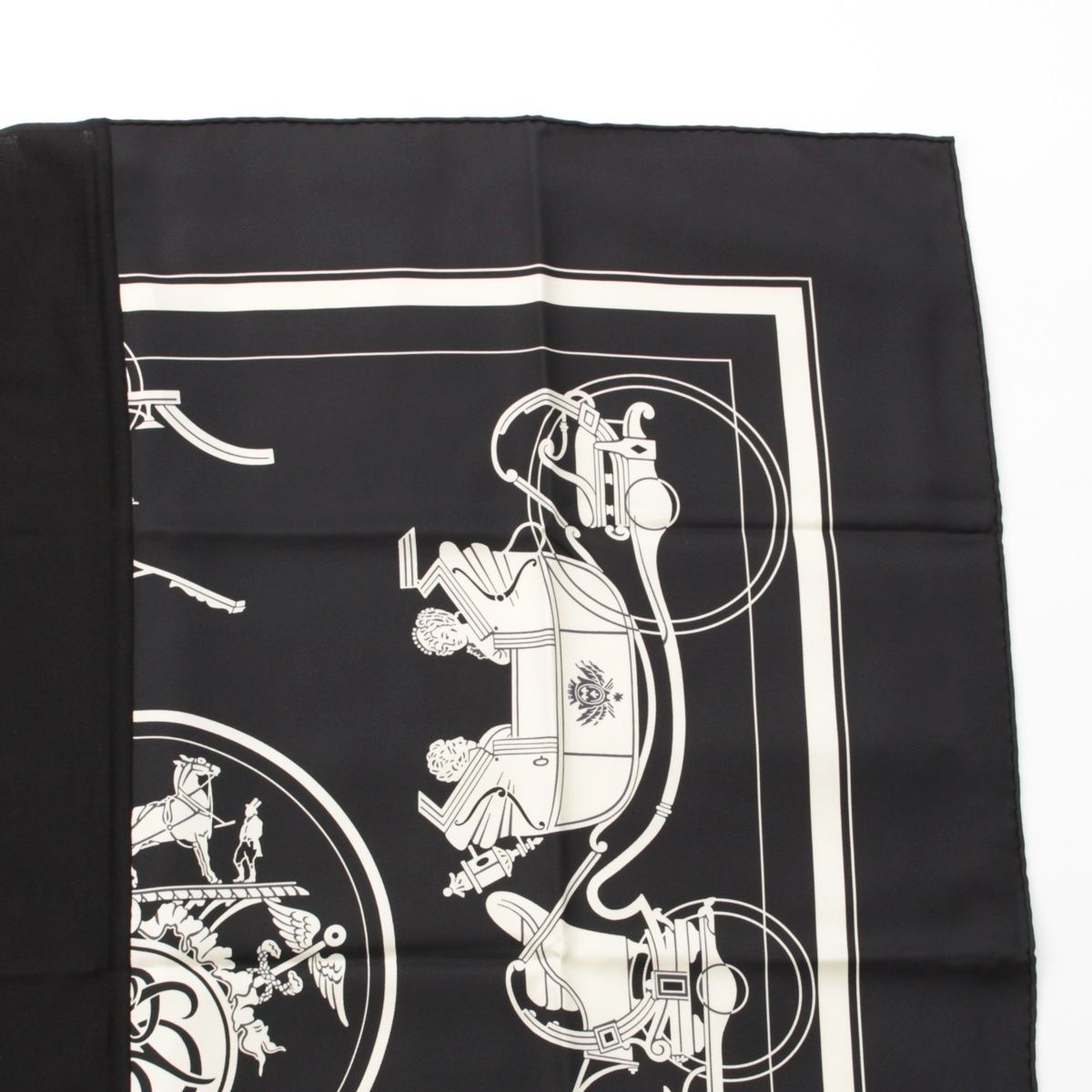 Hermes Carre Hybrid 90 Silk Wool Ex Libris Scarf Black White