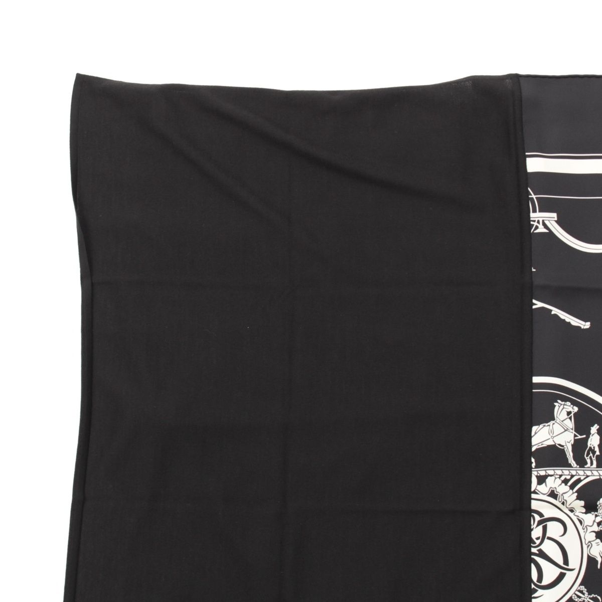 Hermes Carre Hybrid 90 Silk Wool Ex Libris Scarf Black White
