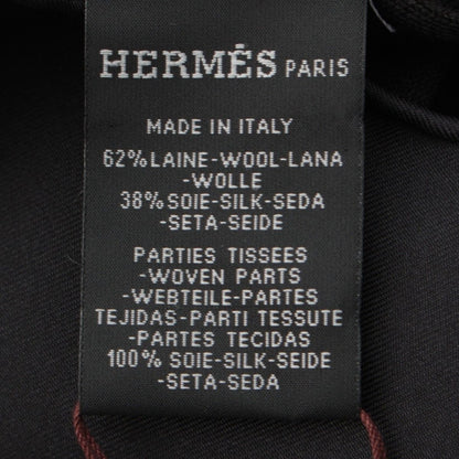 Hermes Carre Hybrid 90 Silk Wool Ex Libris Scarf Black White