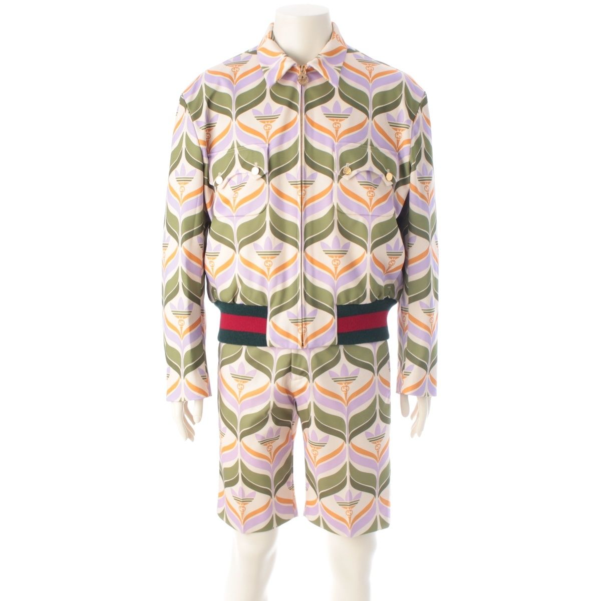 Gucci Adidas Trefoil Print Jacket Shorts Set Multicolor
