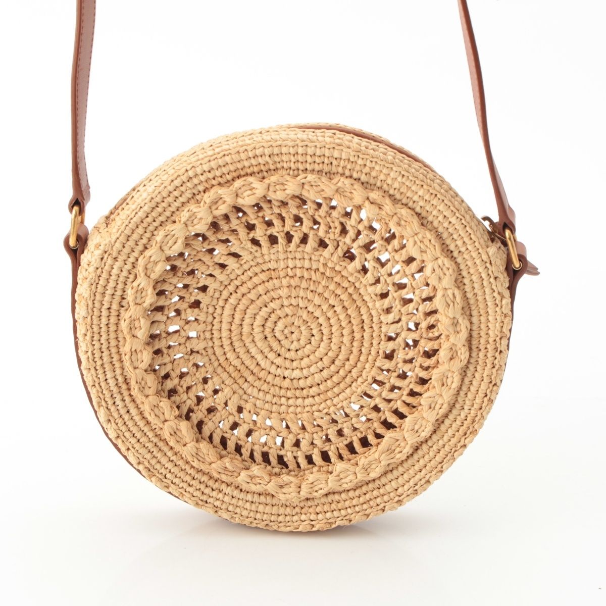 Saint Laurent Sac Ronde Circle Shoulder Bag Beige Brown