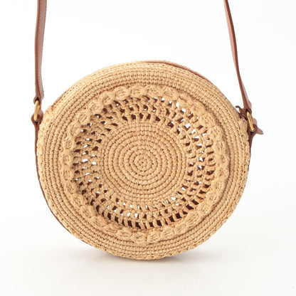 Saint Laurent Sac Ronde Circle Shoulder Bag Beige Brown