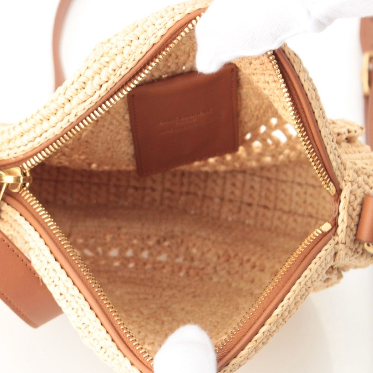 Saint Laurent Sac Ronde Circle Shoulder Bag Beige Brown
