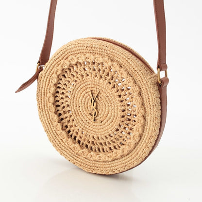 Saint Laurent Sac Ronde Circle Shoulder Bag Beige Brown