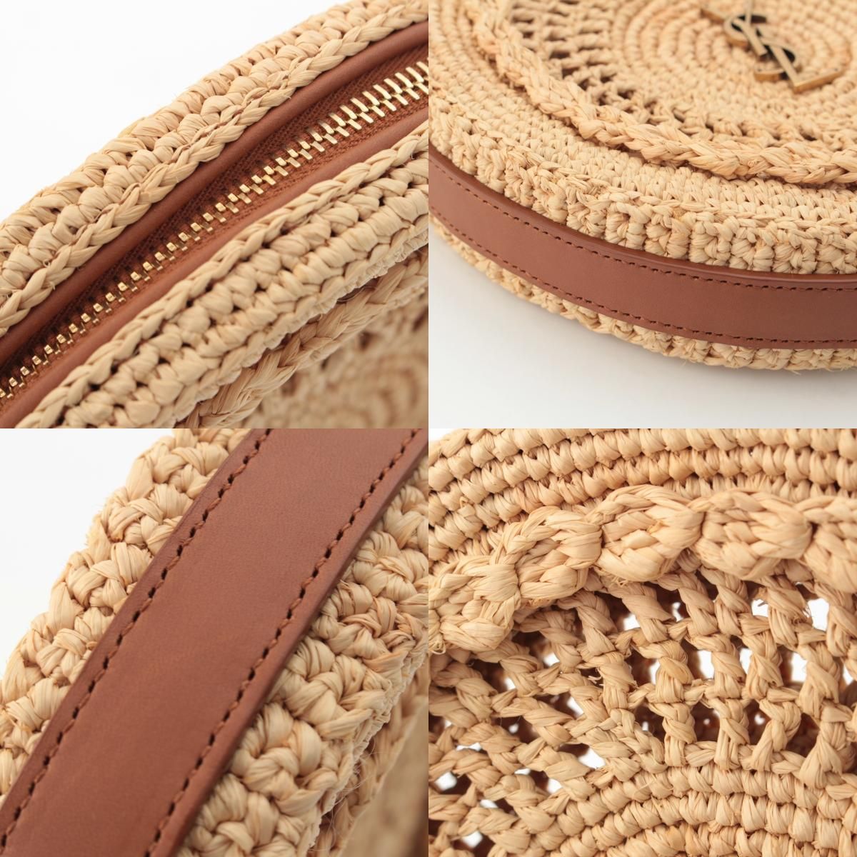 Saint Laurent Sac Ronde Circle Shoulder Bag Beige Brown