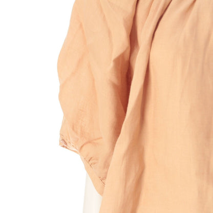 Loro Piana Linen Balloon Sleeve Shirt Blouse Top Brown 42