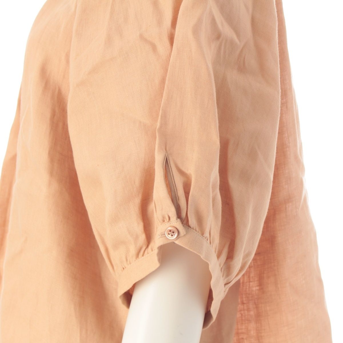 Loro Piana Linen Balloon Sleeve Shirt Blouse Top Brown 42