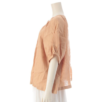 Loro Piana Linen Balloon Sleeve Shirt Blouse Top Brown 42