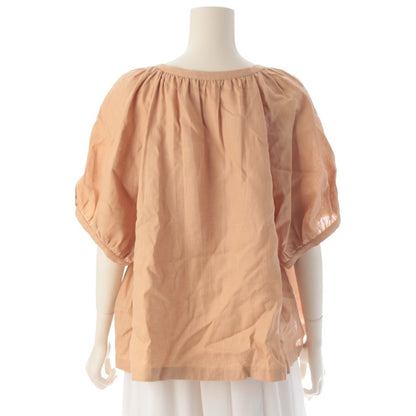 Loro Piana Linen Balloon Sleeve Shirt Blouse Top Brown 42