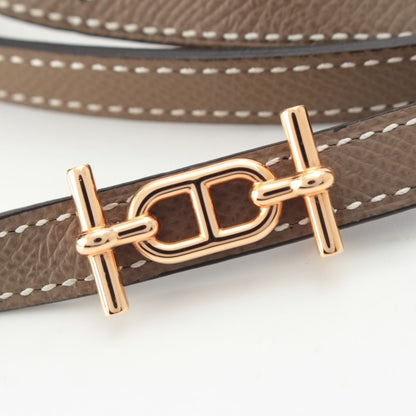 Hermes T-engraved Rag Nu Leather Chaine D'ancre Reversible Belt Black Brown 90