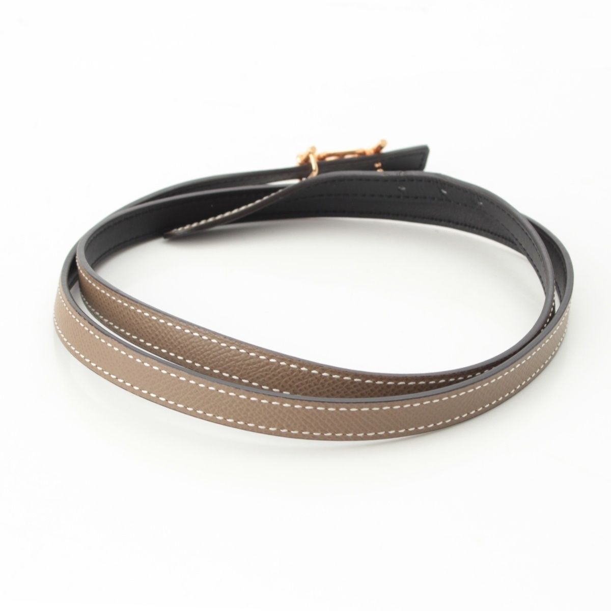 Hermes T-engraved Rag Nu Leather Chaine D'ancre Reversible Belt Black Brown 90