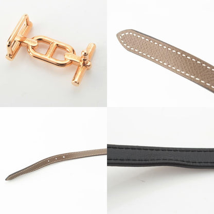 Hermes T-engraved Rag Nu Leather Chaine D'ancre Reversible Belt Black Brown 90