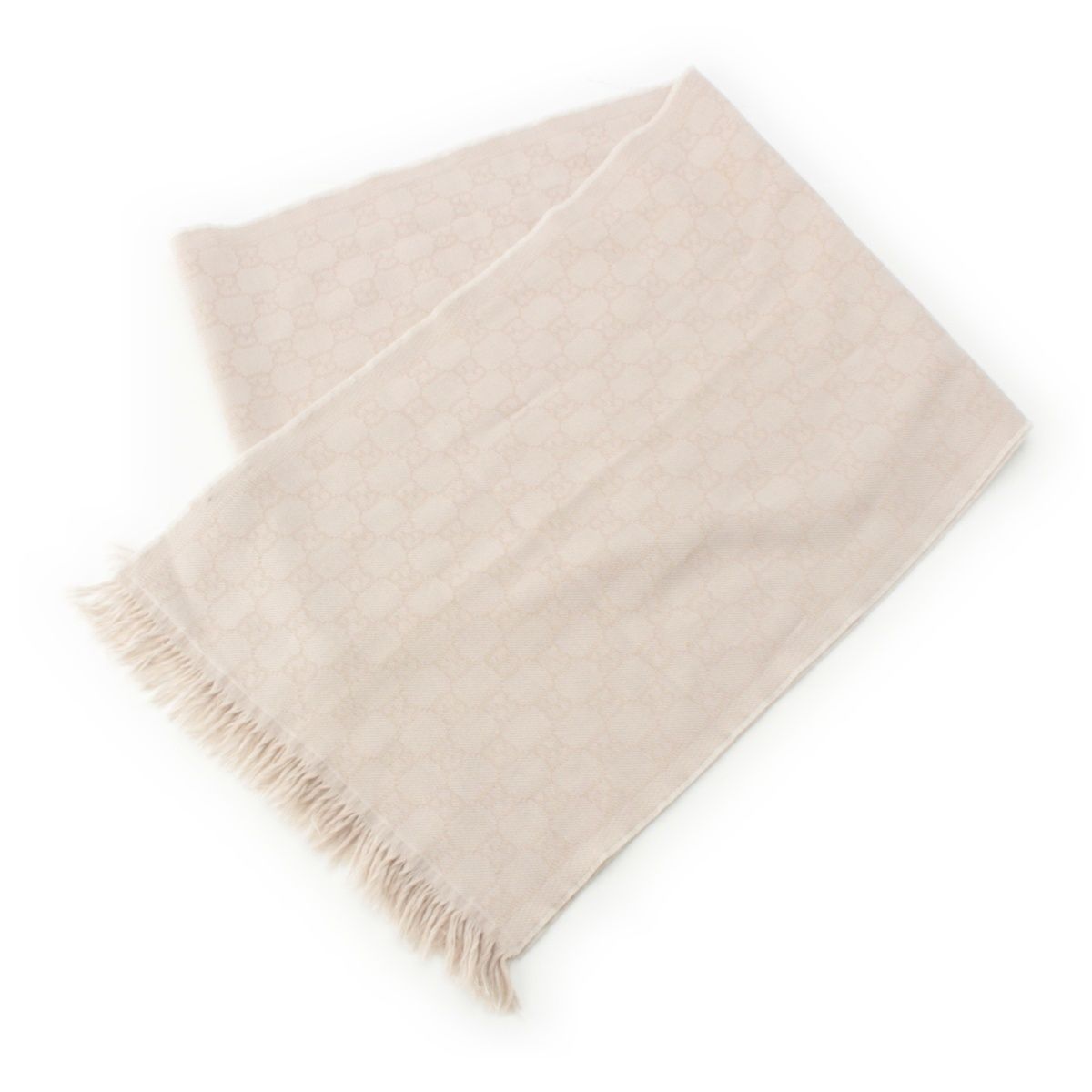Gucci Wool GG Scarf Fringe Large Shawl Beige