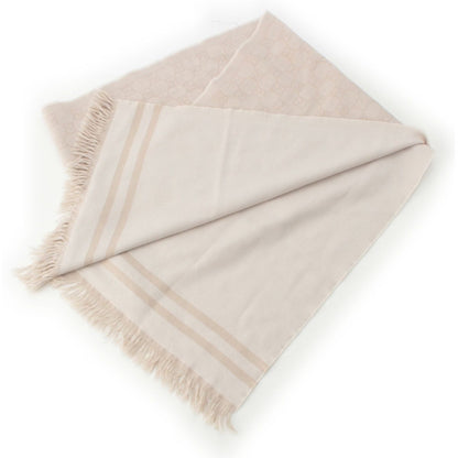 Gucci Wool GG Scarf Fringe Large Shawl Beige