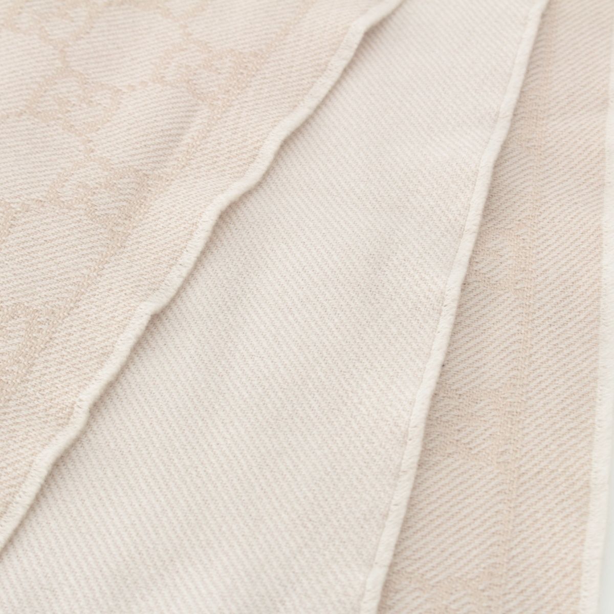 Gucci Wool GG Scarf Fringe Large Shawl Beige