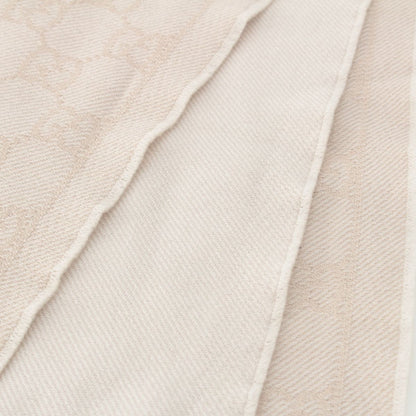 Gucci Wool GG Scarf Fringe Large Shawl Beige