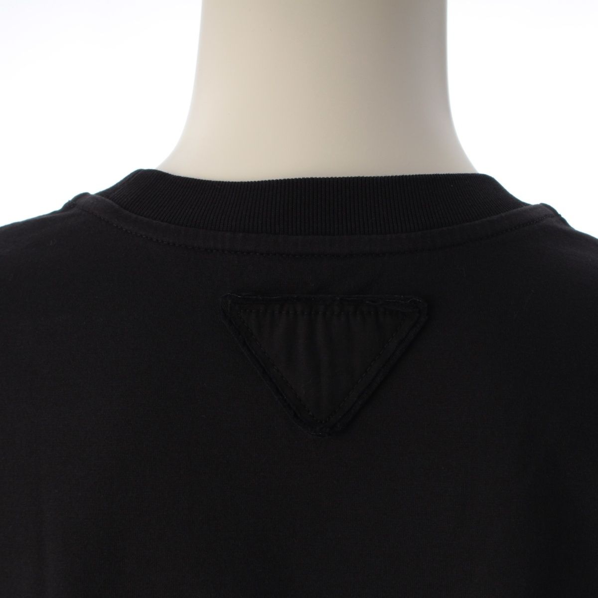 Prada Cotton Triangle Patch Crew Neck Short Sleeve T-Shirt Black