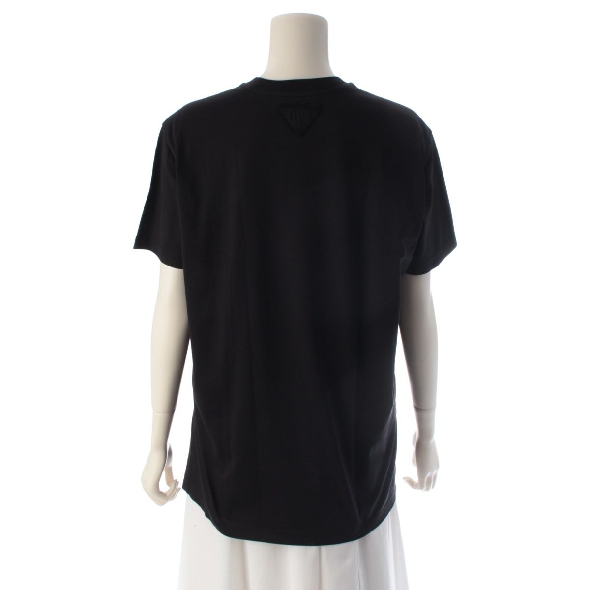 Prada Cotton Triangle Patch Crew Neck Short Sleeve T-Shirt Black