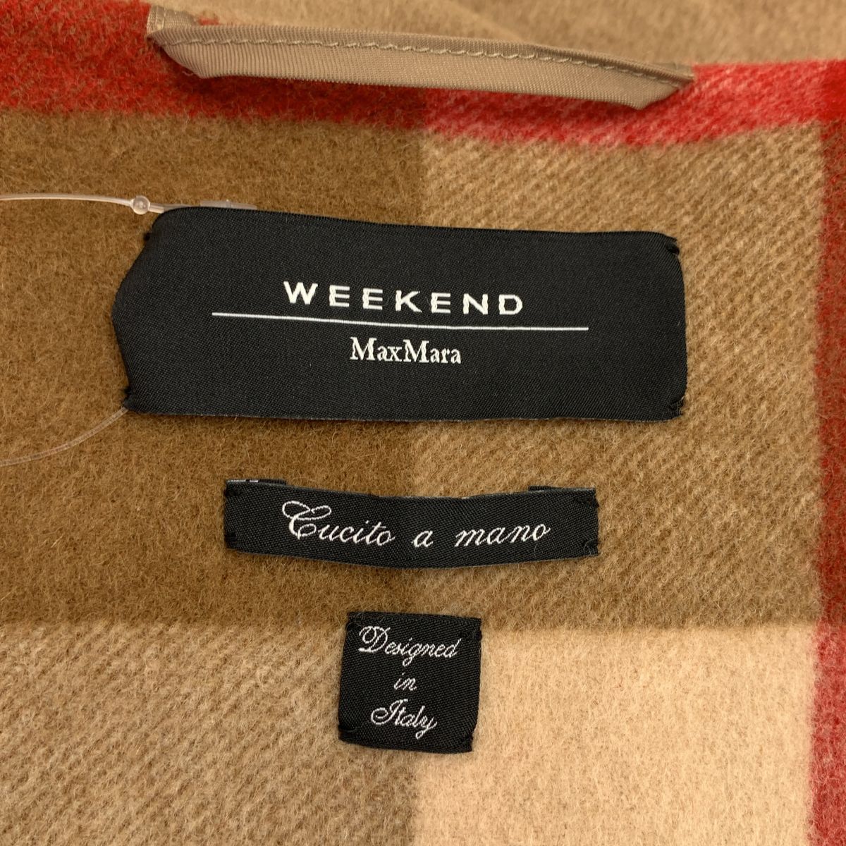 Max Mara Weekend Double Face Check Lining Wool Duffle Coat 38 Camel