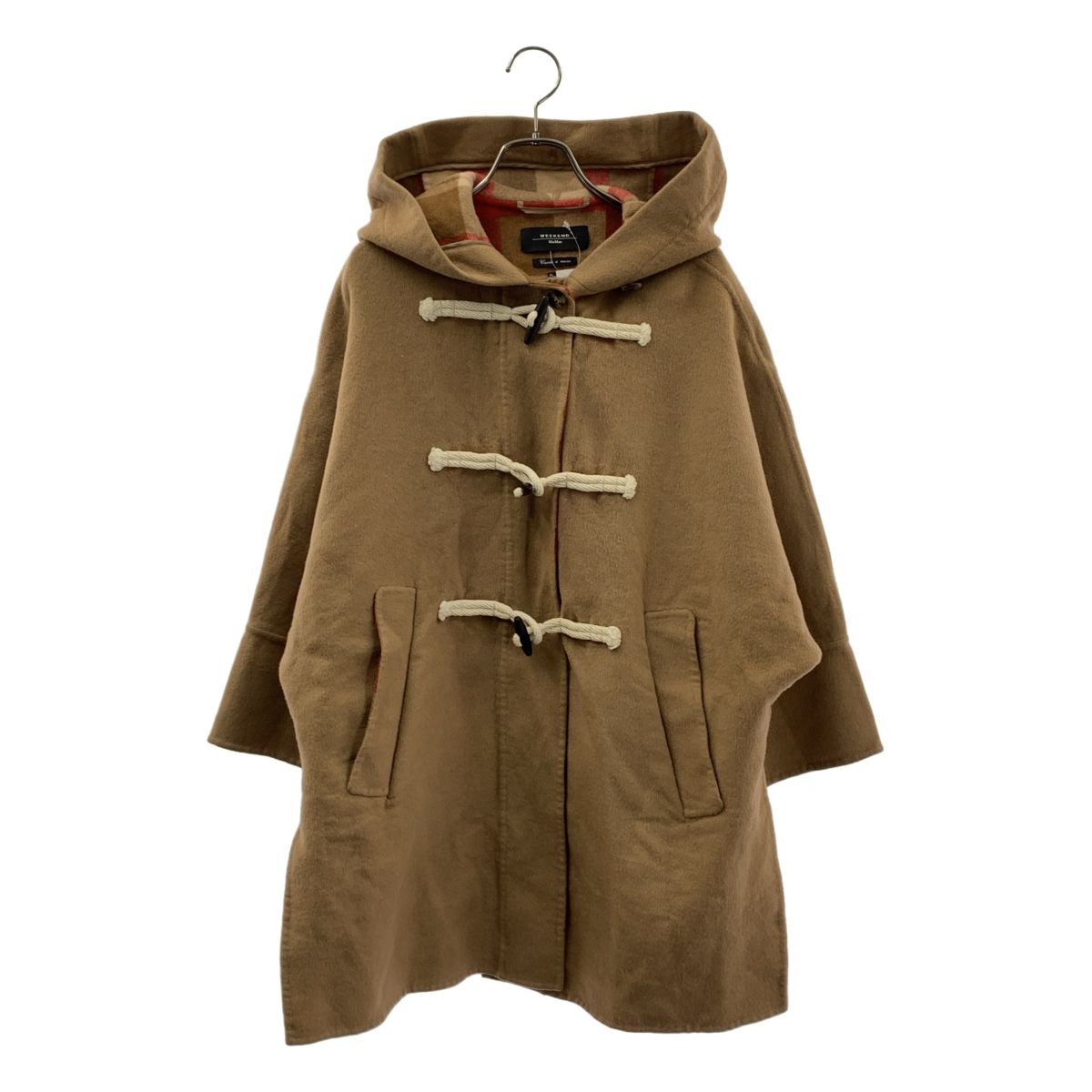 Max Mara Weekend Double Face Check Lining Wool Duffle Coat 38 Camel