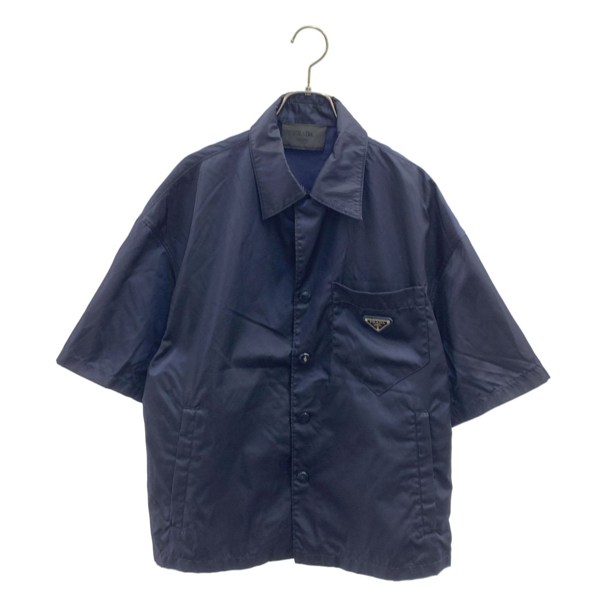 Prada Triangle Re-Nylon Open Collar Shirt S Navy