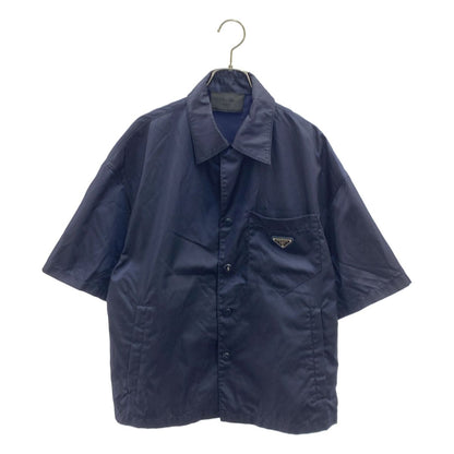 Prada Triangle Re-Nylon Open Collar Shirt S Navy