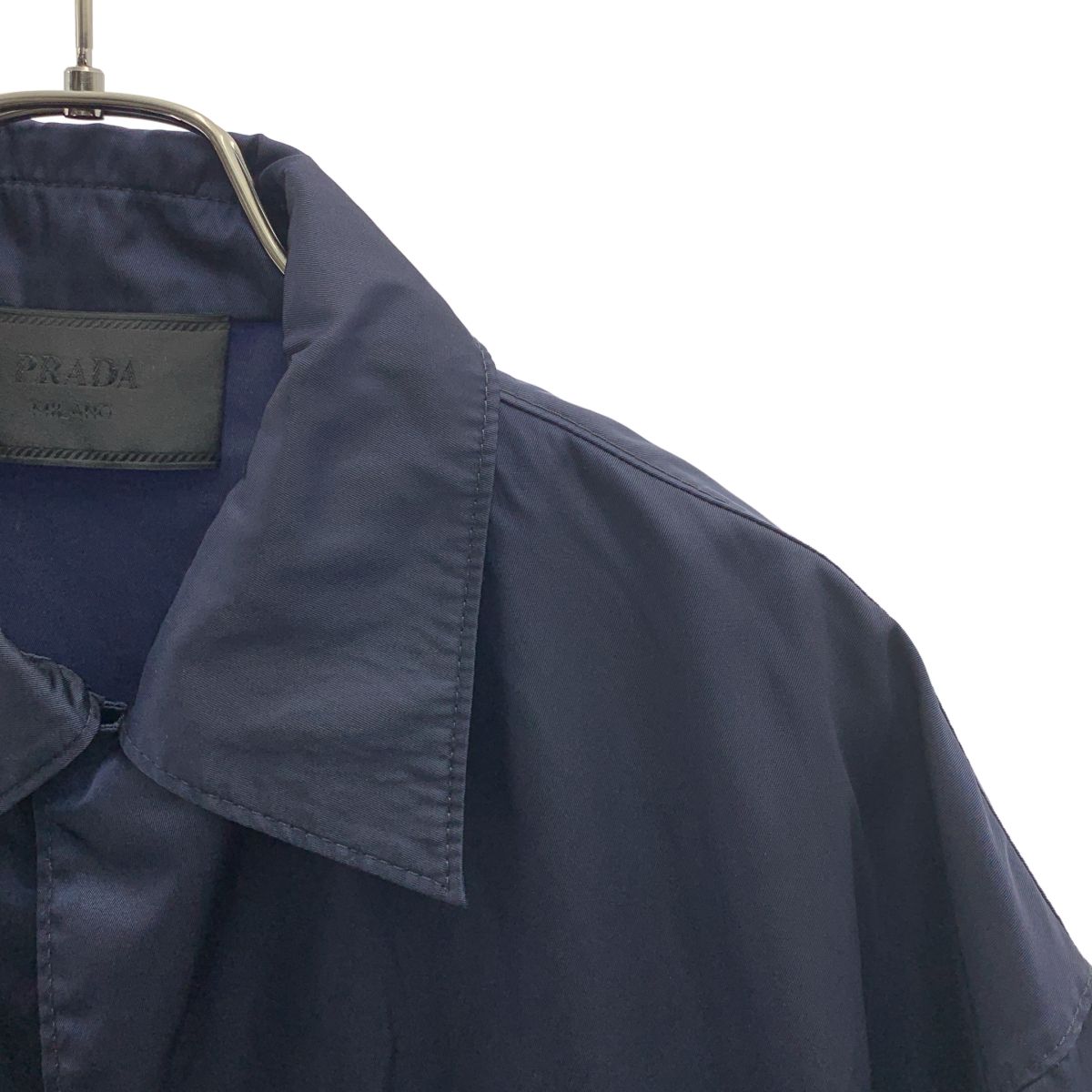 Prada Triangle Re-Nylon Open Collar Shirt S Navy