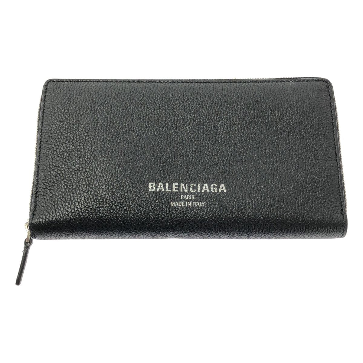 Balenciaga Credit Continental Logo Zip Wallet Black