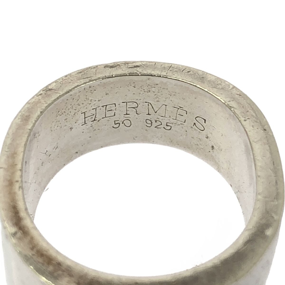 Hermes Logo Candy Ring Silver Blue