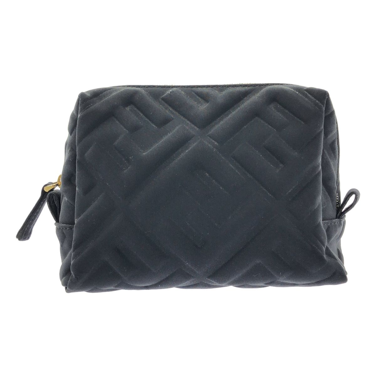 Fendi FF Zucca Embossed Nylon Pouch Black