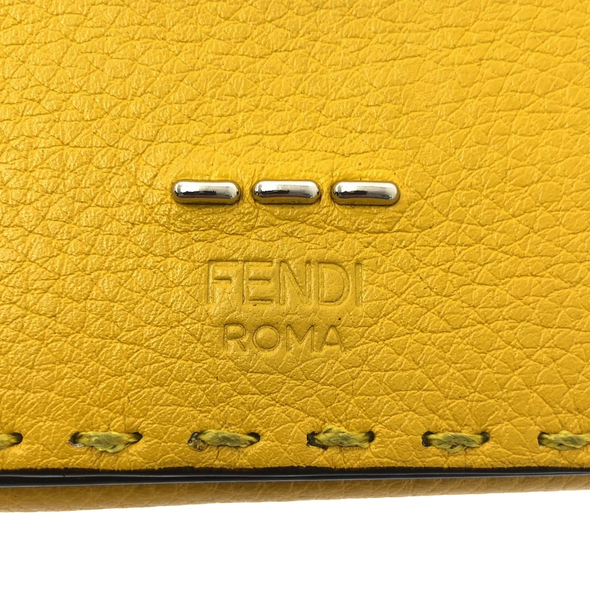 Fendi Selleria Leather Trifold Compact Wallet Yellow