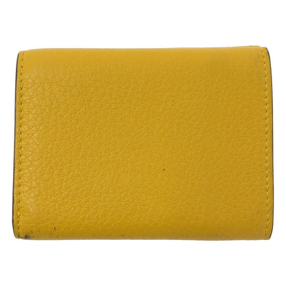 Fendi Selleria Leather Trifold Compact Wallet Yellow
