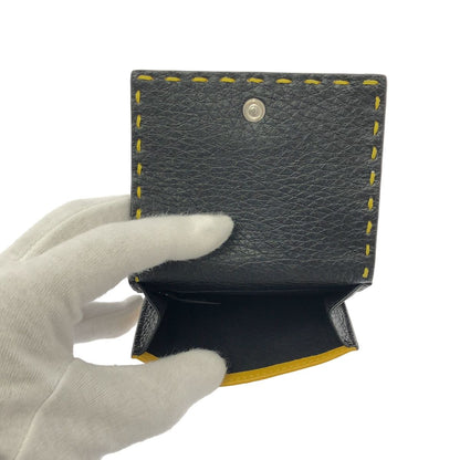 Fendi Selleria Leather Trifold Compact Wallet Yellow