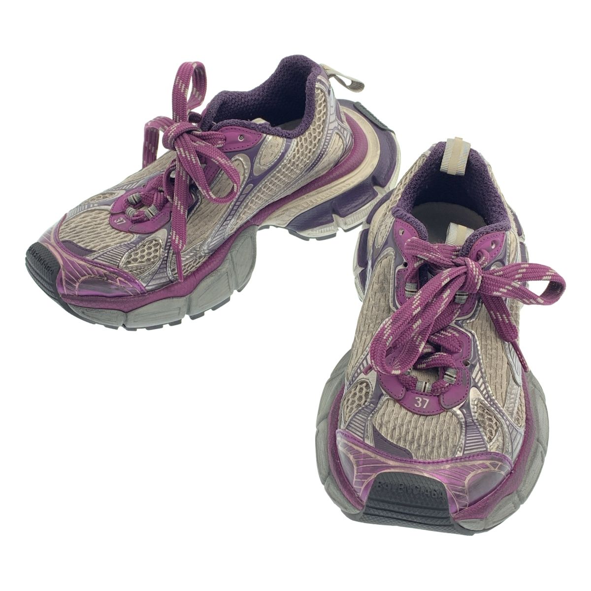 Balenciaga Lace Up Sneakers Purple Gray