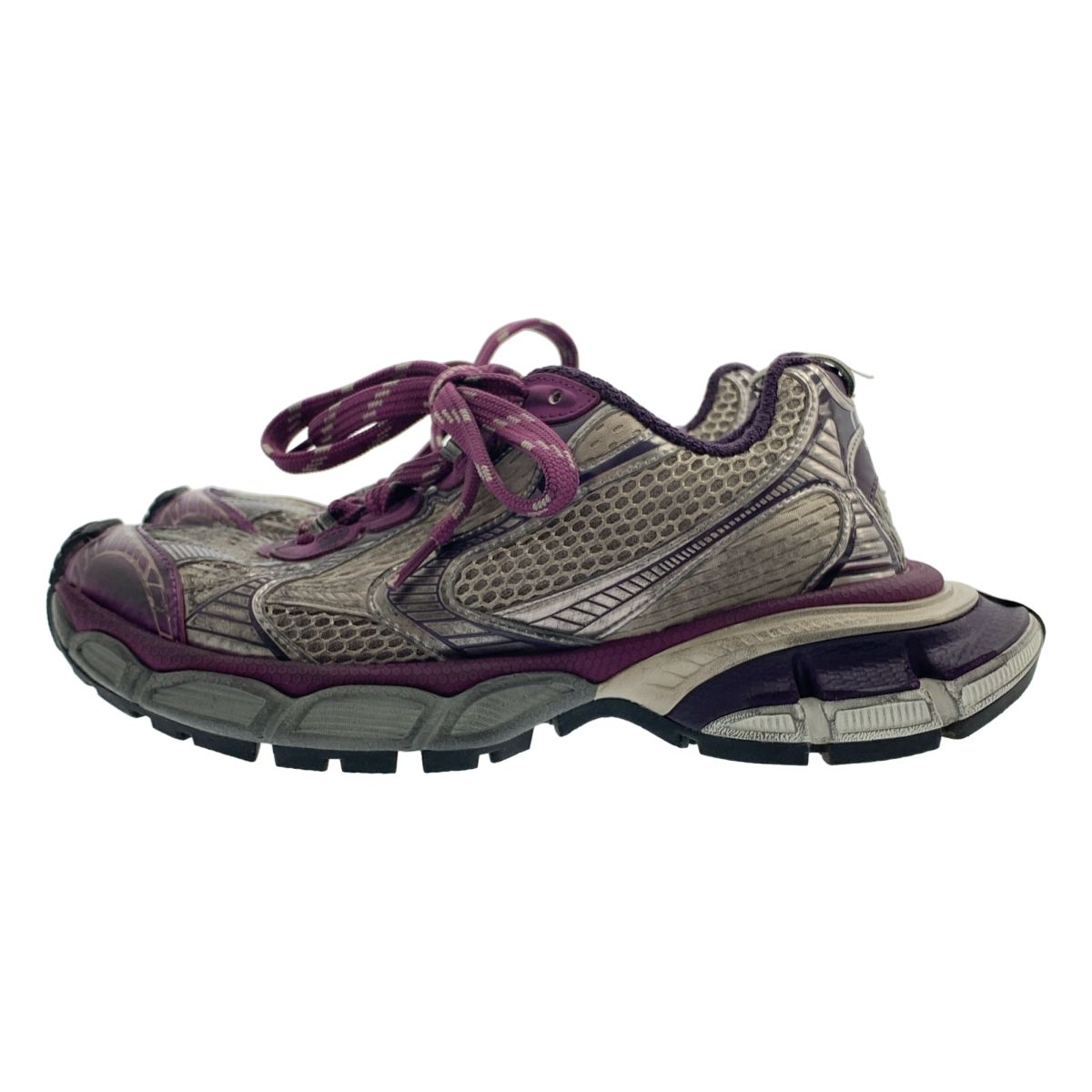 Balenciaga Lace Up Sneakers Purple Gray
