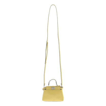 Fendi Micro Peekaboo 2-Way Shoulder Leather Logo Handbag Yellow