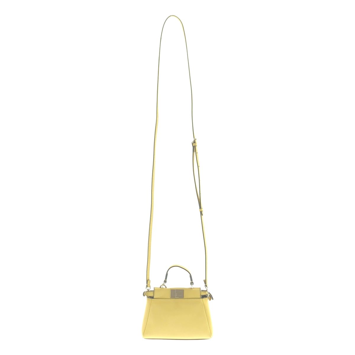 Fendi Micro Peekaboo 2-Way Shoulder Leather Logo Handbag Yellow