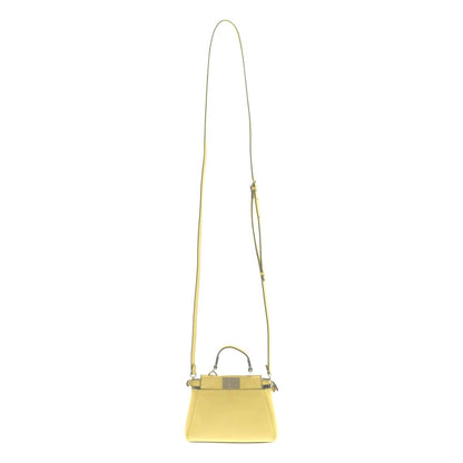 Fendi Micro Peekaboo 2-Way Shoulder Leather Logo Handbag Yellow