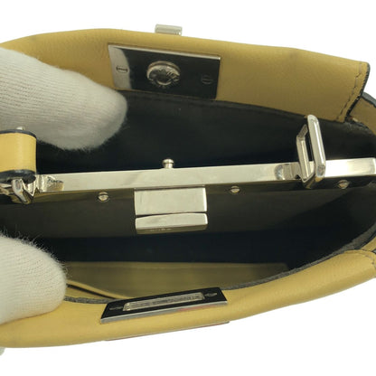 Fendi Micro Peekaboo 2-Way Shoulder Leather Logo Handbag Yellow