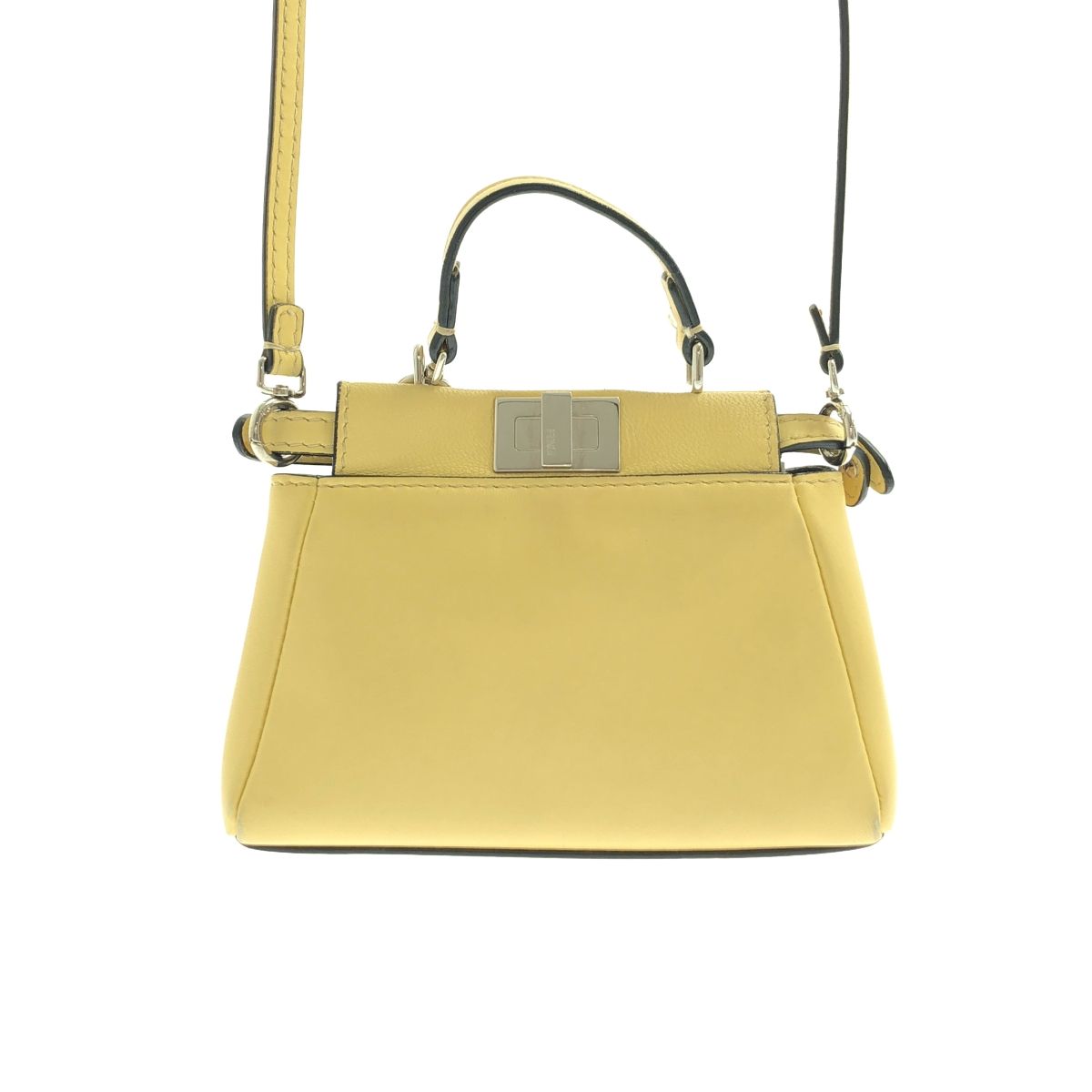 Fendi Micro Peekaboo 2-Way Shoulder Leather Logo Handbag Yellow